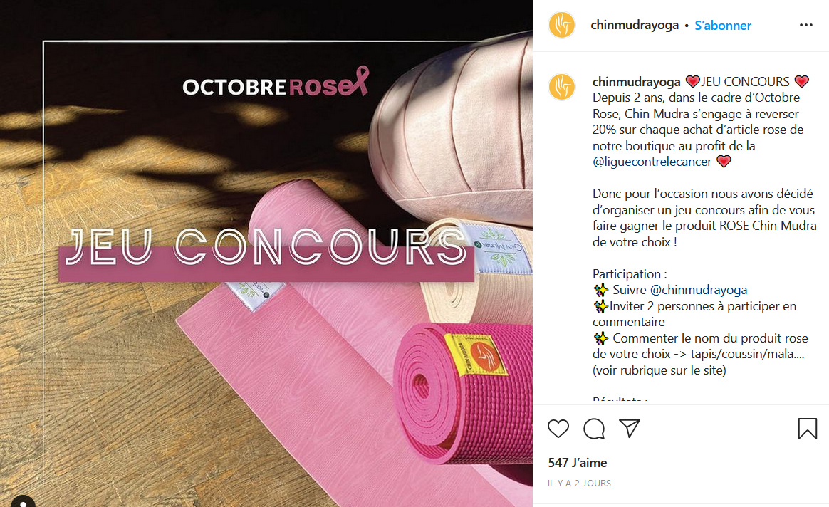 Jeu conconcurs Chin Mudra 2021 Ocotobre Rose