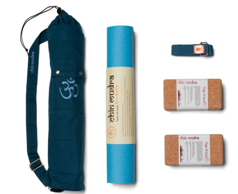 Le pack pour pratiquants confirmés de yoga Kit Yoga confirmé Chin Mudra : Tapis de yoga + Sacs à tapis + 2 briques + sangle