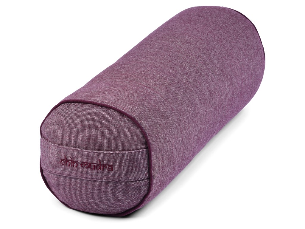Item Zylindrisches Yoga-Bolster aus Bio-Baumwoll-Chambray - Dinkel Chambray-Pflaume