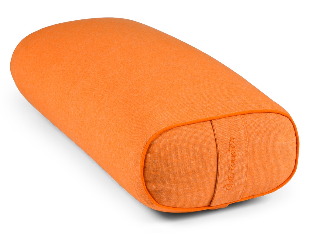 Item Ovales Yoga-Bolster aus Bio-Baumwoll-Chambray - Dinkel Chambray-Safran