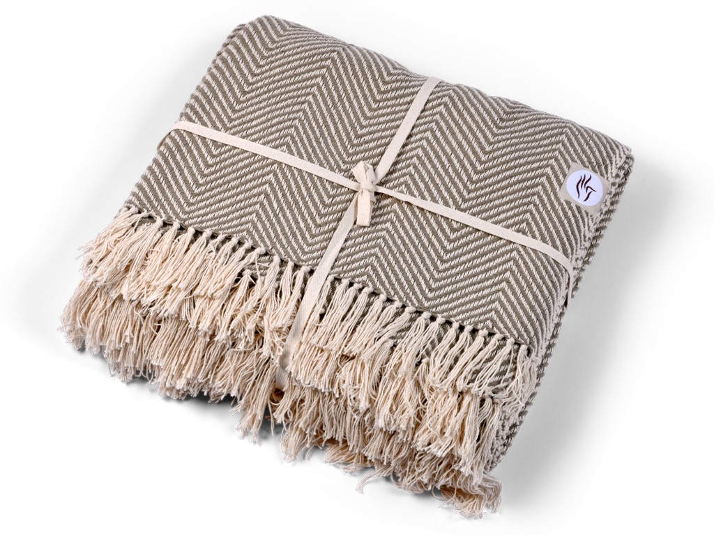 Item Meditationsdecke aus Bio-Baumwolle Chevron-Muster aus Bio-Baumwolle
