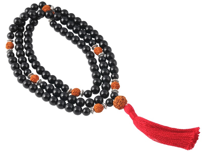 Item Mala 108 perles 8mm Onyx & Rudraksha