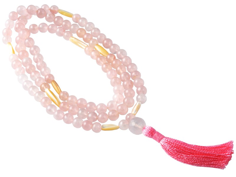Item Mala 108 perles 8mm Quartz Rose & Nacre