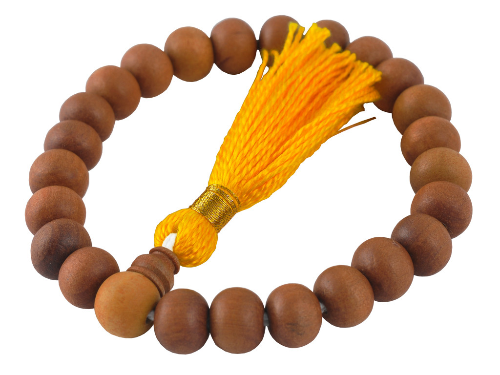 Item Mala 27 perles Santal 8mm/Jaune