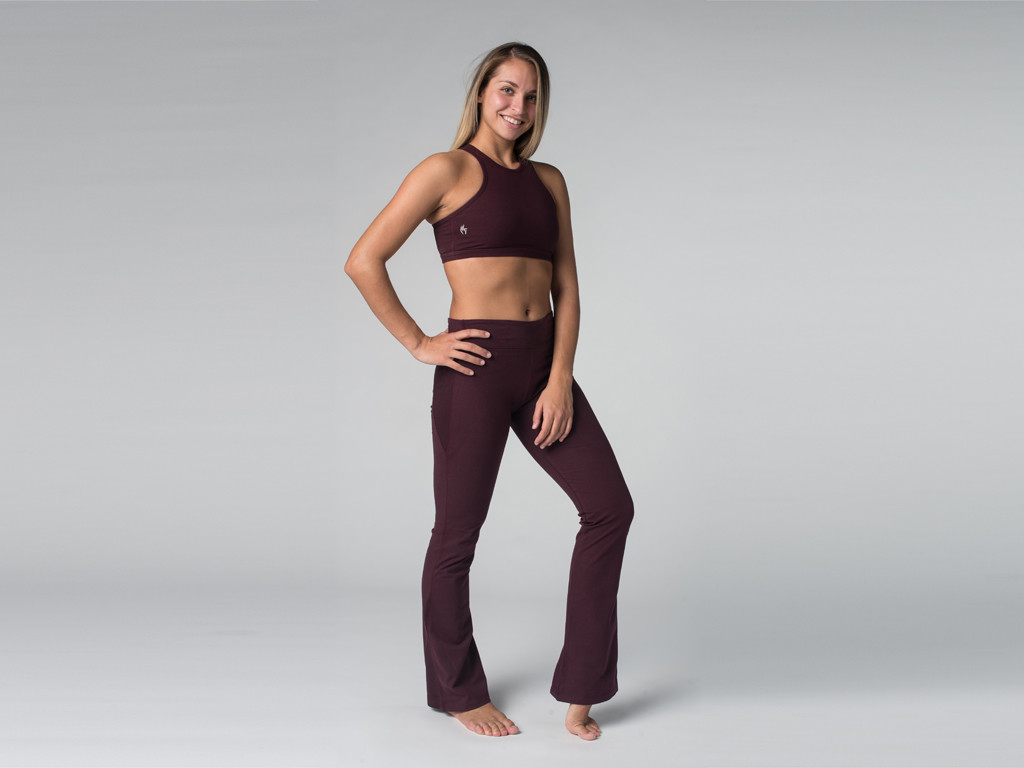 Item Pantalon de yoga Chic - 95% coton Bio et 5% élasthanne Prune