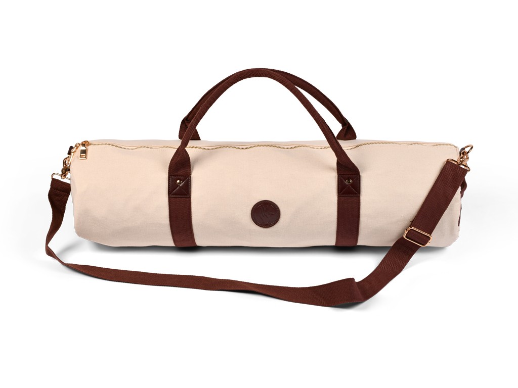Item Outdoor-Yogamattentasche aus Bio-Baumwolle und veganem Leder – Ecru 20 cm x 70 cm