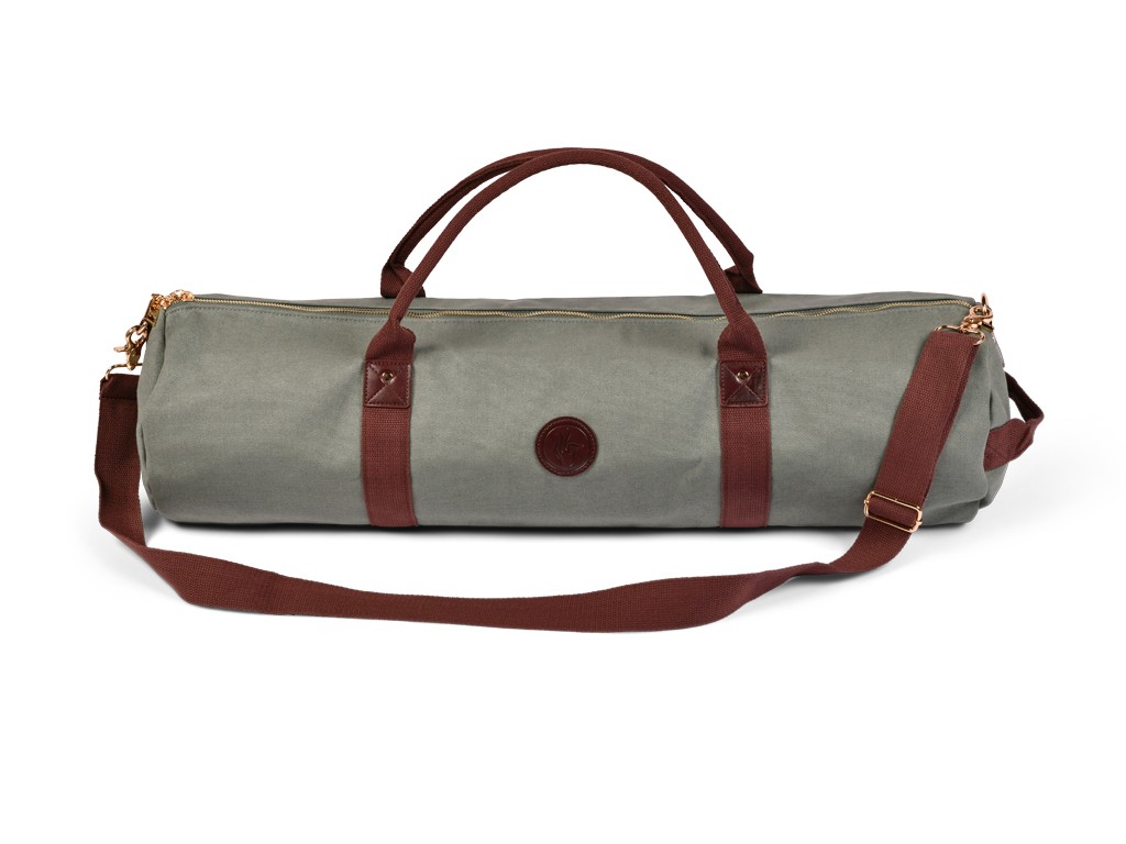 Item Outdoor-Yogamattentasche aus Bio-Baumwolle und veganem Leder – Khaki 20 cm x 70 cm