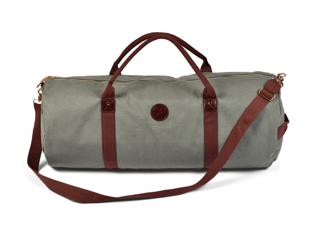 Item Outdoor-Yogamattentasche aus Bio-Baumwolle und veganem Leder – Khaki 30 cm x 70 cm