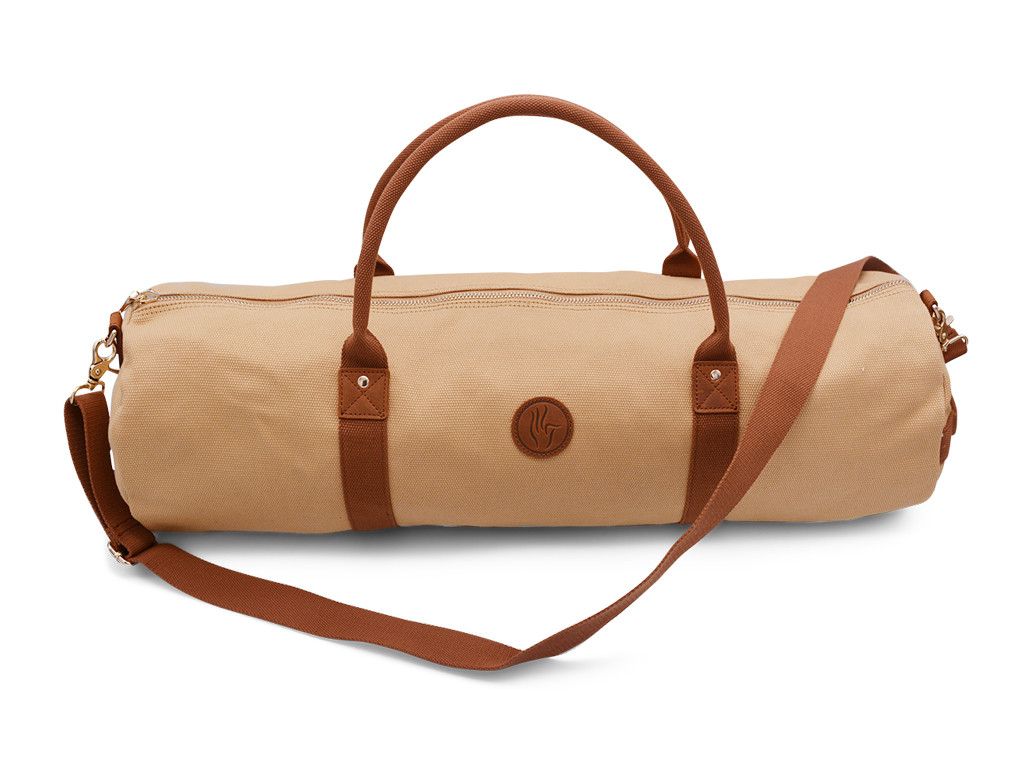 Item Marineblaue Tasche für Yogamatten – Sandfarbene Baumwolle 70cm x 20cm