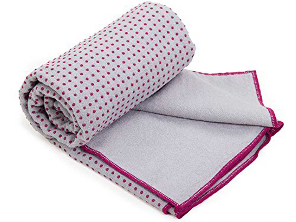 Item Zweifarbiges, rutschfestes Yoga-Handtuch – 183 cm x 61 cm Grau/Aubergine