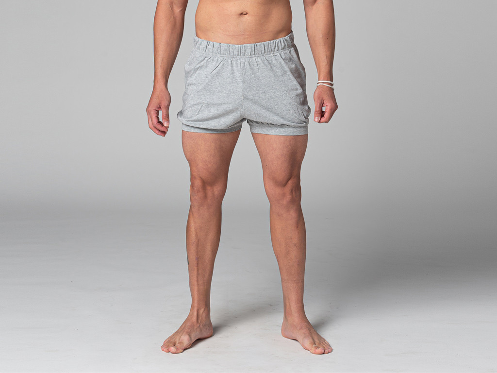 Item Traditionelle Iyengar-Herrenshorts – Bio-Baumwolle Grau
