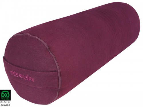 Bolster de yoga 100 % coton Bio 65 cm x 21 cm Prune