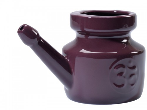 Article de Yoga Lota Om en porcelaine émaillée 400ml - Prune 