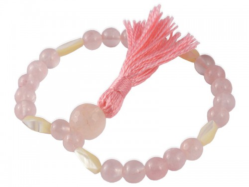 Mala 27 perles - Quartz Rose & Nacre