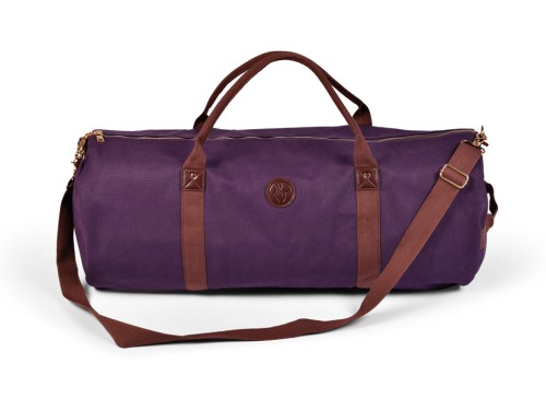 Adventurer Yogamattentasche aus Bio-Baumwolle und veganem Leder – Pflaume